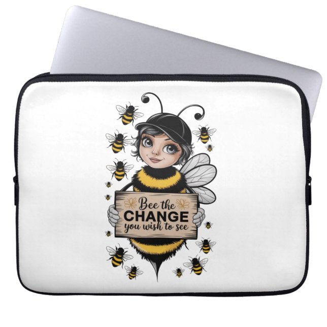 Bee the Change – 電子アクセサリバッグ ラップトップスリーブ (正面)