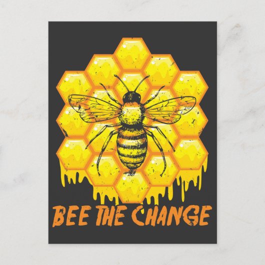 Bee The Change 養蜂 ハチミツ 子宮 ハチミツ ハチ ポストカード (正面)