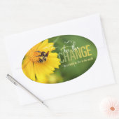 Bee the Change Ovalステッカー 楕円形シール (封筒)