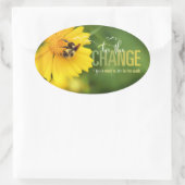 Bee the Change Ovalステッカー 楕円形シール (バッグ)