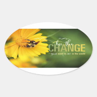 Bee the Change Ovalステッカー 楕円形シール