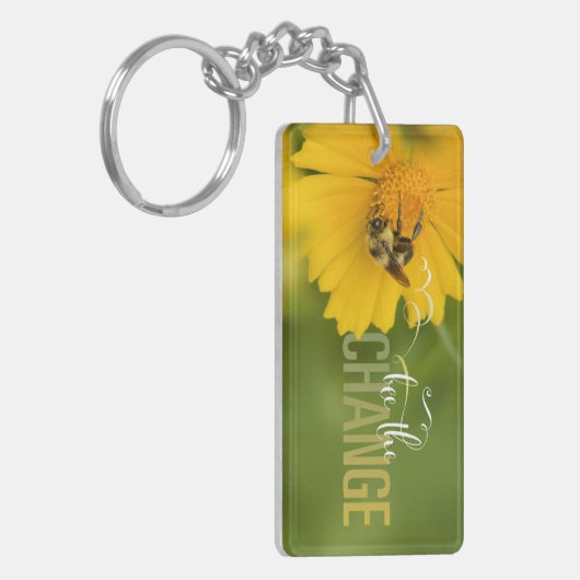 Bee the Change Rectangular Acrylic Keychain キーホルダー (正面左)