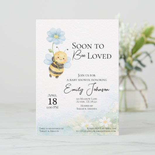 Bee Theme Baby Shower Invitation 招待状 (スタンド正面)