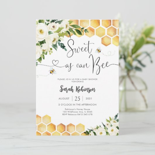 Bee Theme Baby Shower Invitation 招待状 (スタンド正面)