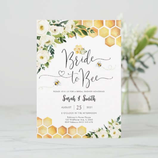 Bee Theme Bridal Shower Invitation 招待状 (スタンド正面)