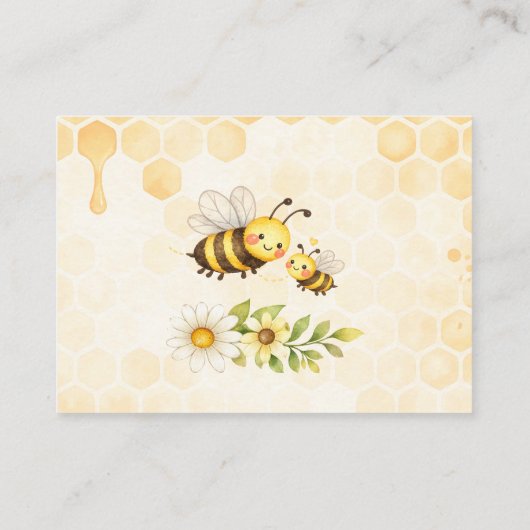 Bee Theme Diaper Raffle Baby Shower 名刺 (裏面)