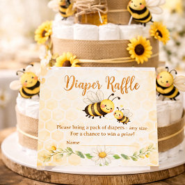Bee Theme Diaper Raffle Baby Shower 名刺