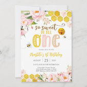 Bee Theme First Birthday Invitation 招待状 (正面)