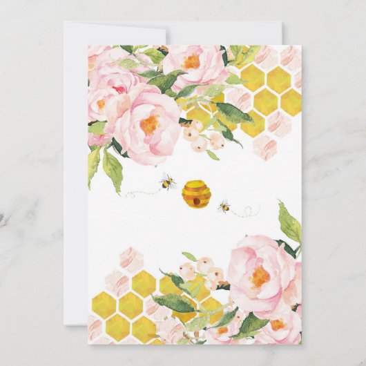 Bee Theme First Birthday Invitation 招待状 (裏面)