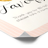 Bee Themed Girl Baby Shower Pink Favor Table Sign ポスター (角)