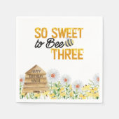 Bee Themed Sweet to Bee 3歳の誕生日パーティー スタンダードカクテルナプキン (正面)