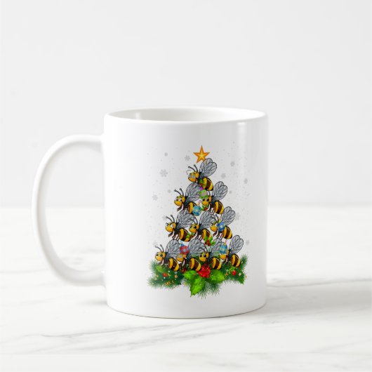 Bee Tree Christmas Funny Bee Christmas Lover T-Shi コーヒーマグカップ (左)
