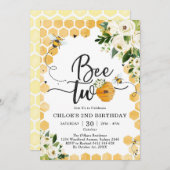 Bee Two Honey Bee 2nd Birthday Invitation 招待状 (正面/裏面)