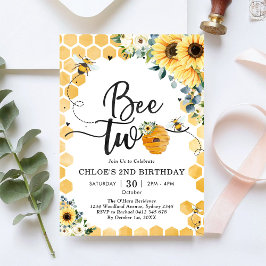 Bee Two Honey Bee 2nd Birthday Invitation 招待状