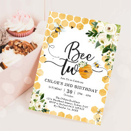 Bee Two Honey Bee 2nd Birthday Invitation 招待状