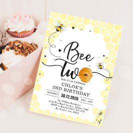 Bee Two Honey Bee 2nd Birthday Invitation 招待状