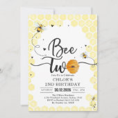 Bee Two Honey Bee 2nd Birthday Invitation 招待状 (正面)