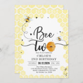 Bee Two Honey Bee 2nd Birthday Invitation 招待状 (正面/裏面)