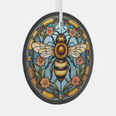 Bee-utiful Stained Glass Honeybee ガラスオーナメント (正面右)