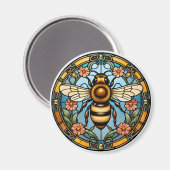Bee-utiful Stained Glass Honeybee  マグネット (正面/裏面)