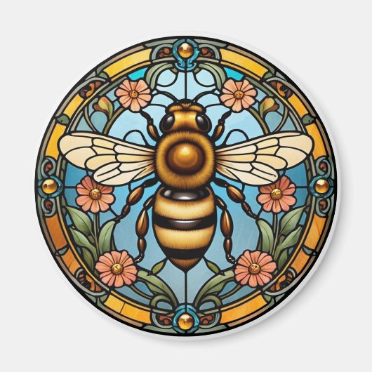 Bee-utiful Stained Glass Honeybee  マグネット (正面)