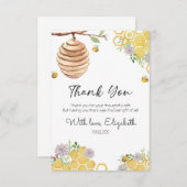 Bee Water Color Beehiveのブライダルシャワー サンキューカード (正面/裏面)