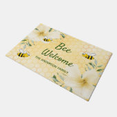 Bee Welcome bumble bees yellowハニカム名 ドアマット (アングル)