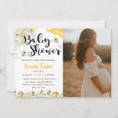 Bee Wildflower赤ちゃんシャワー写真 招待状 (正面)