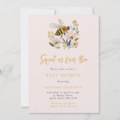 Bee & Wildflower Sweet As Can Bee Baby Shower 招待状 (正面)