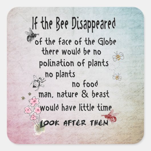 Bee wisdomステッカー スクエアシール (正面)