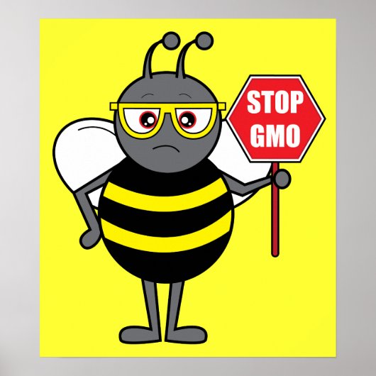 Bee with ストップ Sign: GMO ポスター (正面)