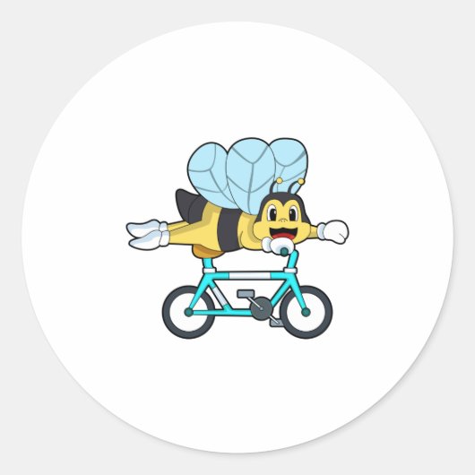 Bee with Bicycle ラウンドシール (正面)