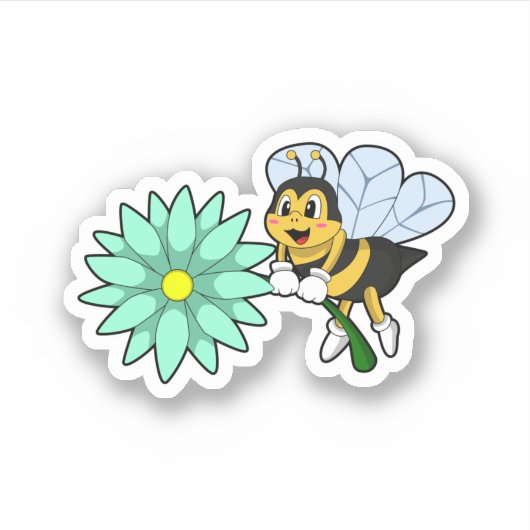 Bee with Flower.PNG シール (正面)