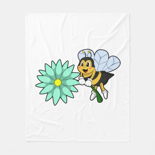 Bee with Flower.PNG フリースブランケット (正面)
