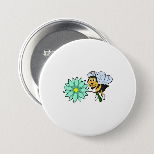 Bee with Flower.PNG 缶バッジ (正面&裏面)