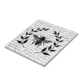 Bee with Laurelリースと手書フランスのき タイル (側面)