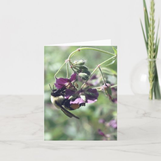 Bee With Pollen Flower Photography ノートカード (正面)