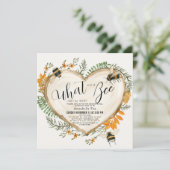 Bee Wood Sliceのハート性別の表示 招待状 (スタンド正面)