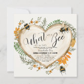 Bee Wood Sliceのハート性別の表示 招待状 (正面)