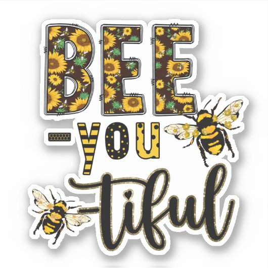 Bee You Ti Ful Honeybees Sunflowers シール (正面)