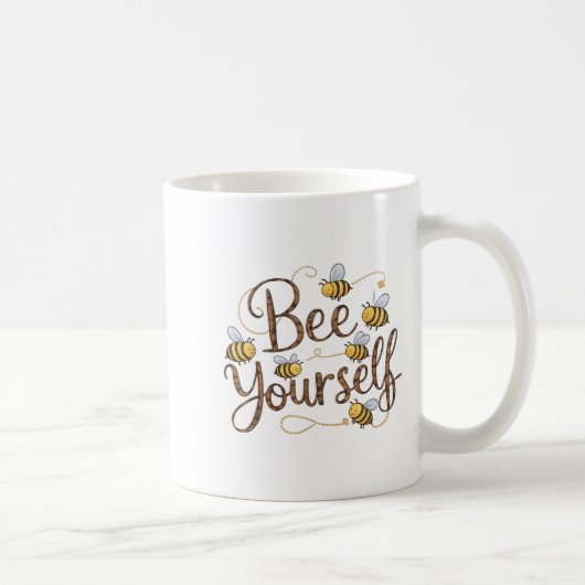 Bee Yourself Motivational Funny コーヒーマグカップ (右)