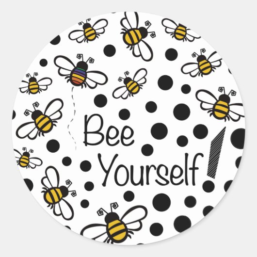 Bee Yourself Round Sticker ラウンドシール (正面)