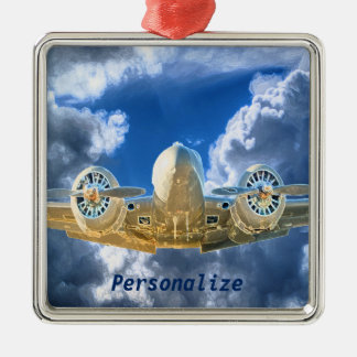 Beechcraftモデル18飛んでいるで高いデザイン メタルオーナメント