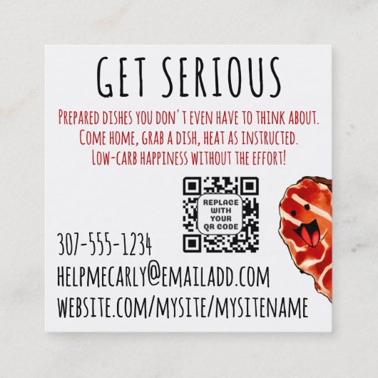 Beef Egg Bacon Keto Personal Chef Catering Company スクエア名刺 (裏面)