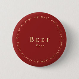 Beef-Free Request Badge, Dark red - White 缶バッジ