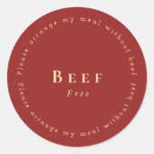 Beef-Free Request Sticker, Dark red ラウンドシール (正面)