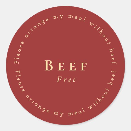 Beef-Free Request Sticker, Dark red ラウンドシール (正面)