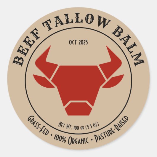 Beef Tallow Balm Label Sticker ラウンドシール (正面)