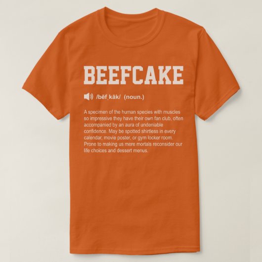 Beefcake おもしろい Dictionary Gymの意味 Tシャツ (デザイン正面)