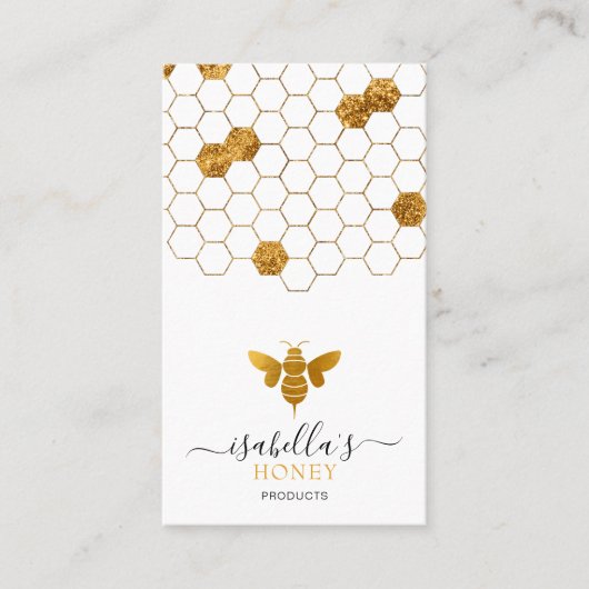 Beekeeper Apiary Honey Bee Faux Gold Foi 名刺 (正面)
